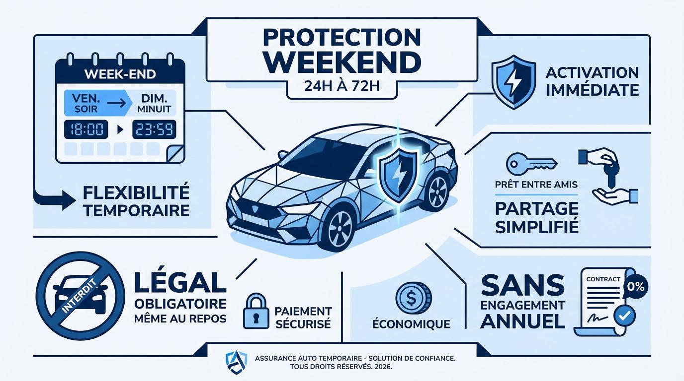 Conducteur profitant d'un weekend avec une assurance temporaire