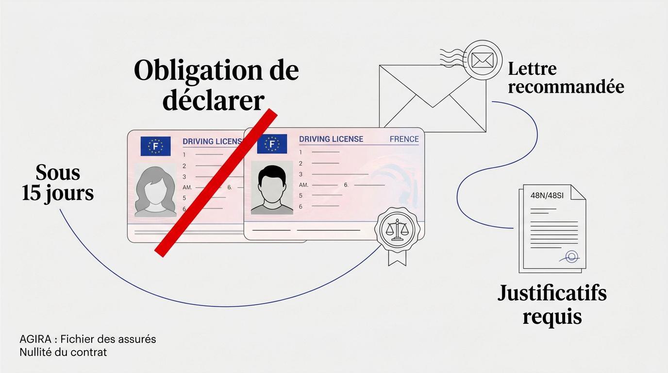 Conducteur consultant les documents de son assurance auto après une suspension de permis de conduire