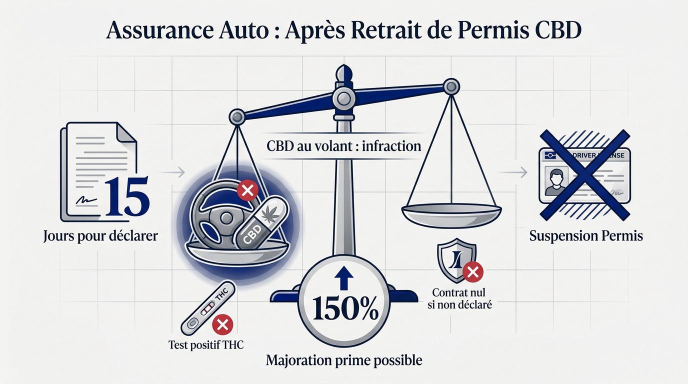 Conséquences d'un retrait de permis pour CBD sur l'assurance auto