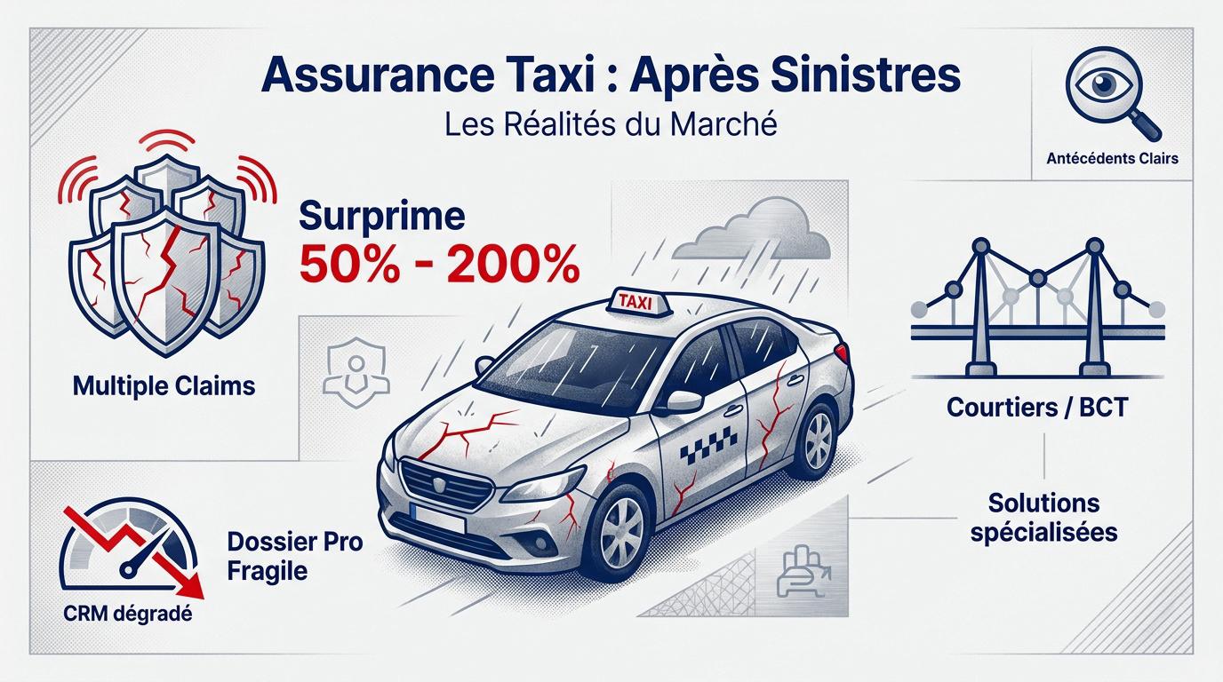 Chauffeur de taxi consultant ses documents d'assurance après des sinistres