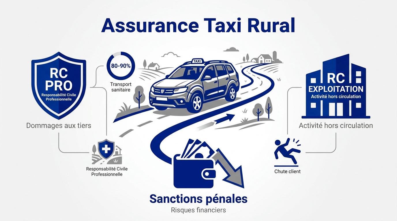 Chauffeur de taxi rural vérifiant ses documents d'assurance devant son véhicule en campagne