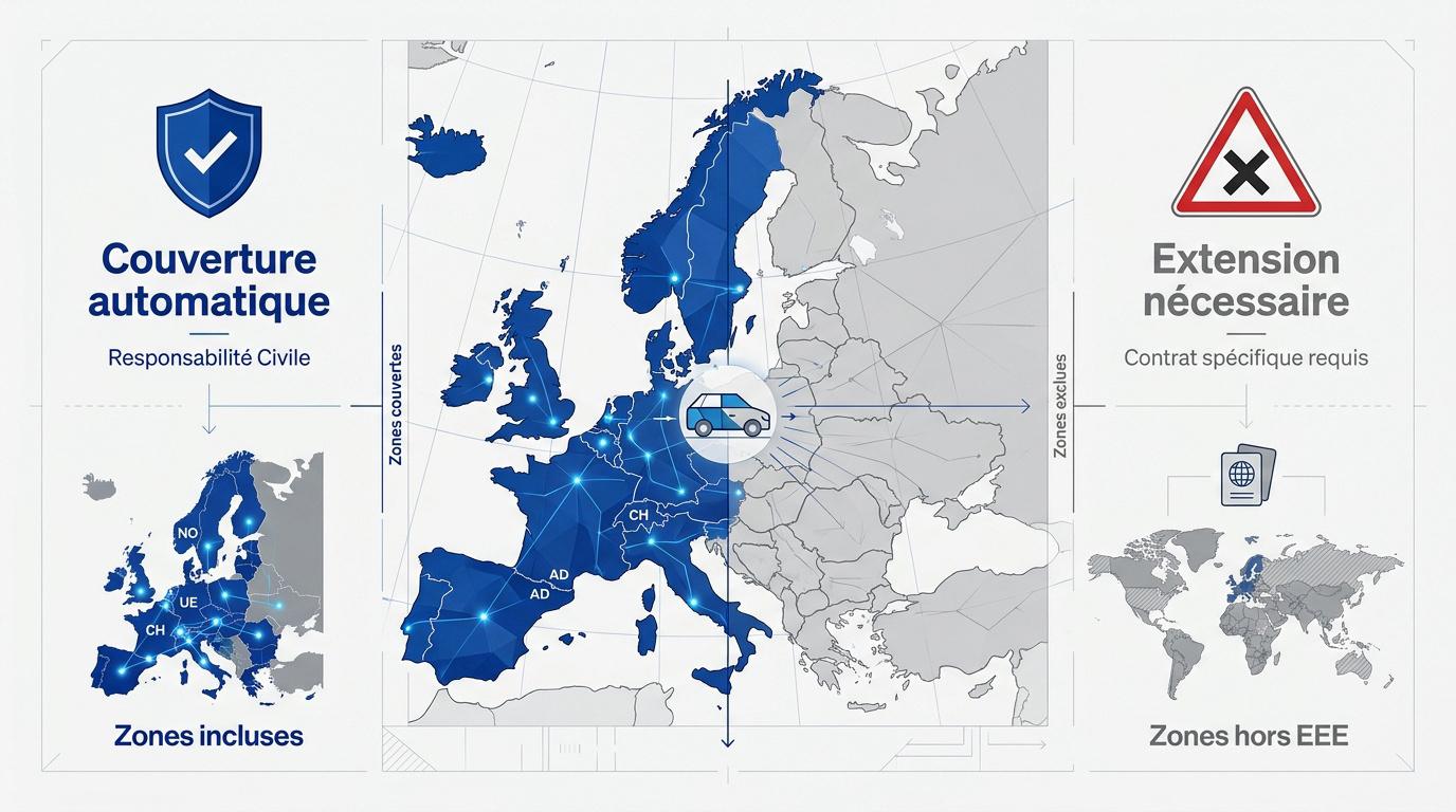 Carte des zones de couverture assurance auto en Europe