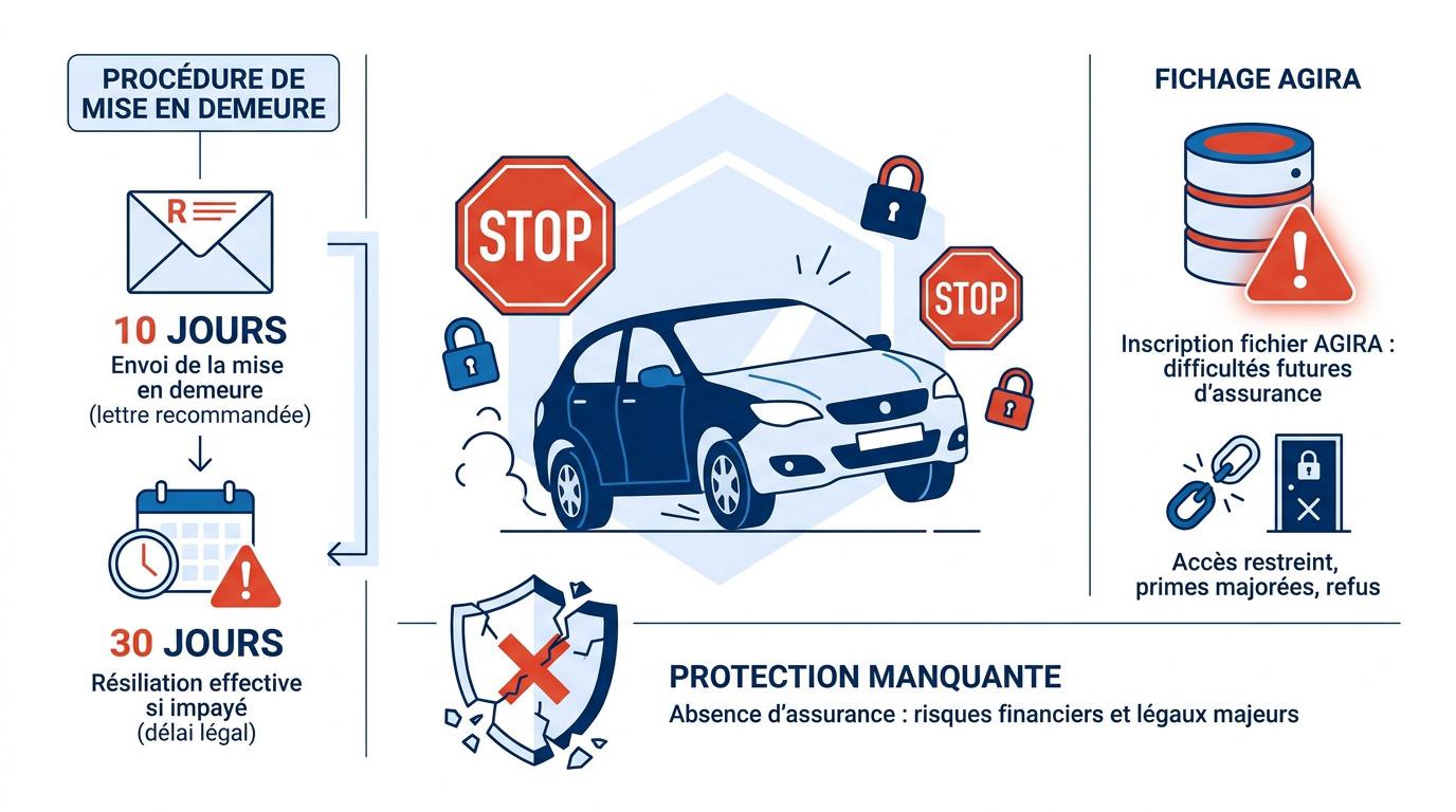 Conséquences d'une résiliation d'assurance auto pour non-paiement