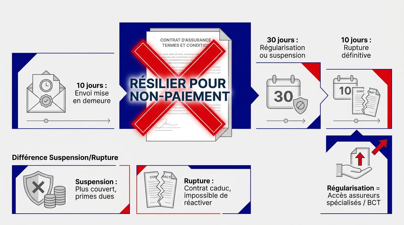 Étapes de la procédure de résiliation d'assurance pour impayé