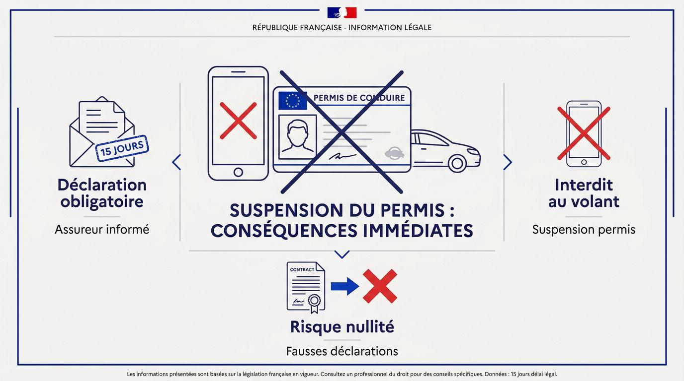 Conséquences immédiates d'une suspension de permis de conduire sur l'assurance auto