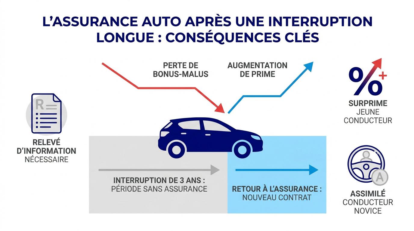 Conséquences de l'interruption d'assurance auto sur le bonus après 3 ans