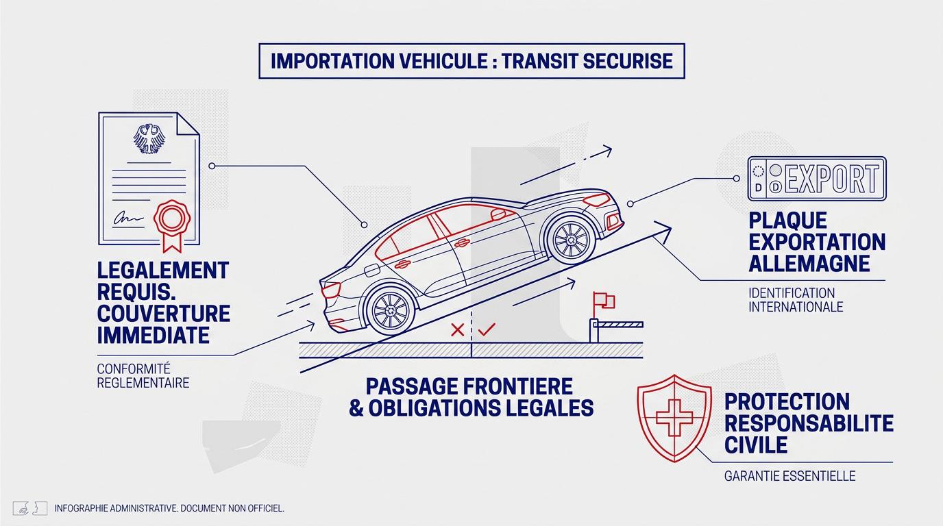 Véhicule importé d'Allemagne en transit sécurisé sur la route